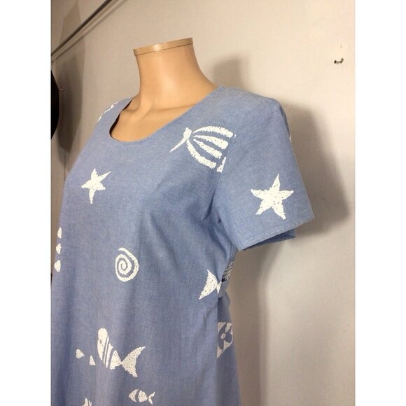 Connie Choi Blue Dress Nautical Beach Print Womens Medium - Picture 6 of 8
